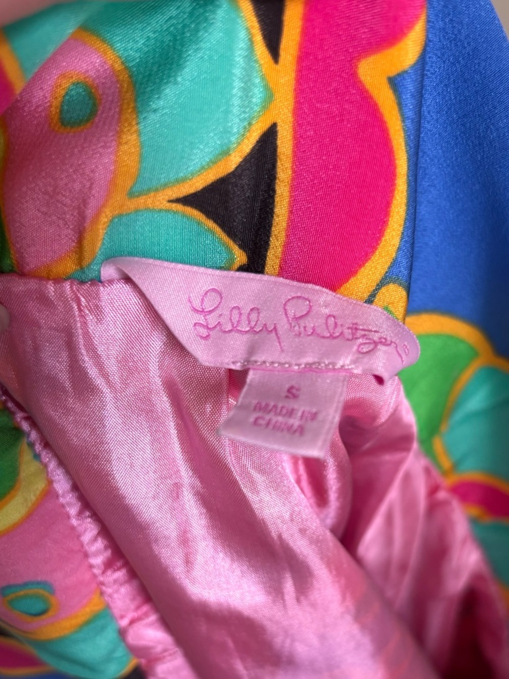 Lilly Pulitzer Anamaria Silk Straight Skirt Starry Blue Drama Queen S - Picture 6 of 6